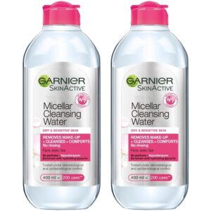 2 x Garnier Skinactive Cleansing Micellar Water Dry & Sensitive Skin 400 ml