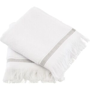Meraki Towel White W. Grey Stripes 40 x 60 cm - 2 Pieces (U)